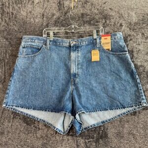 NEW Levi's High Waisted Mom Shorts Blue Denim Womens Size 24W